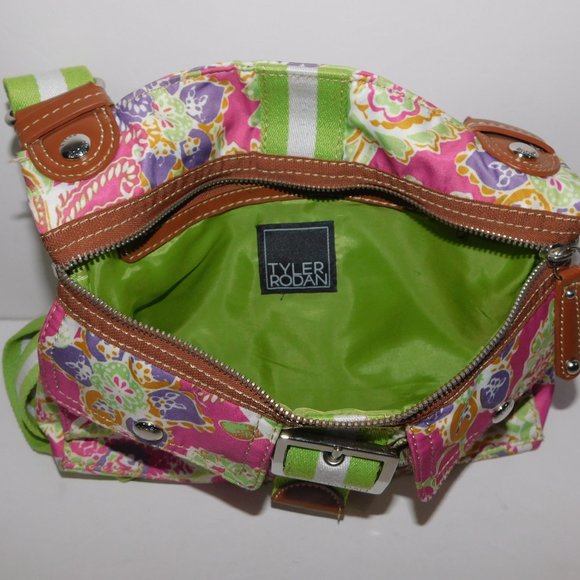 Tyler Rodan Womens Floral Pink Green Purple Purse Shoulder Bag Handbag - Picture 11 of 11